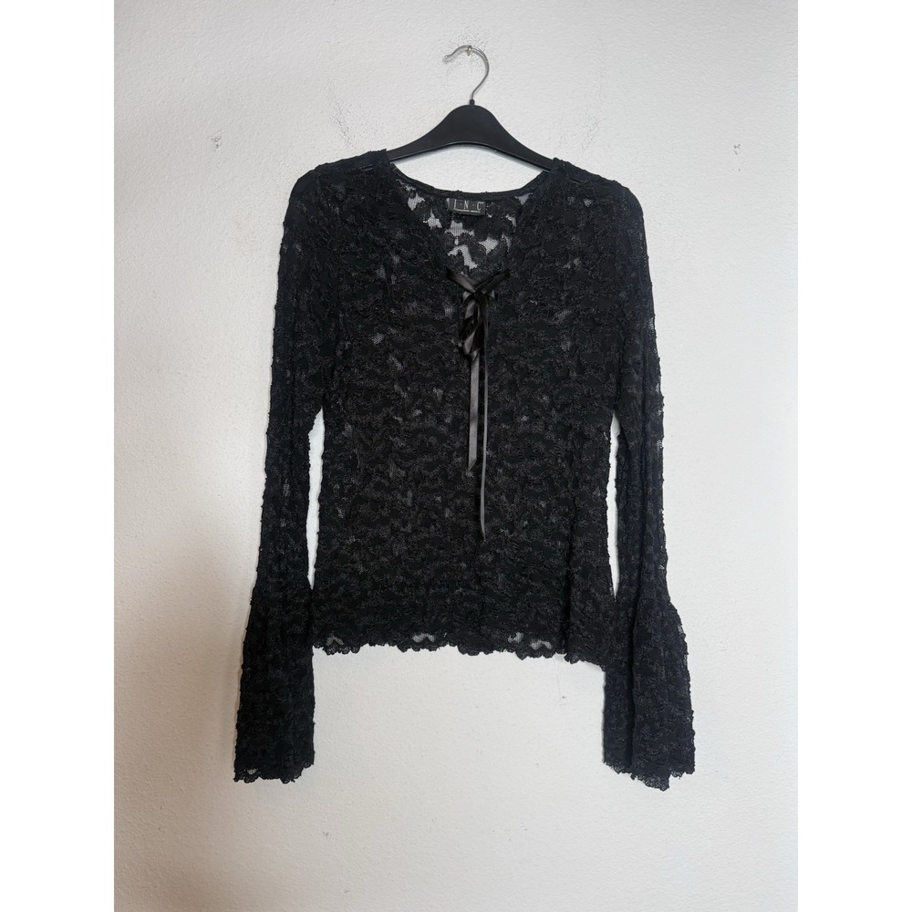 Inc Y2K Bell Sleeve Babydoll Top Women's Lace Long Sleeve Shirt size M